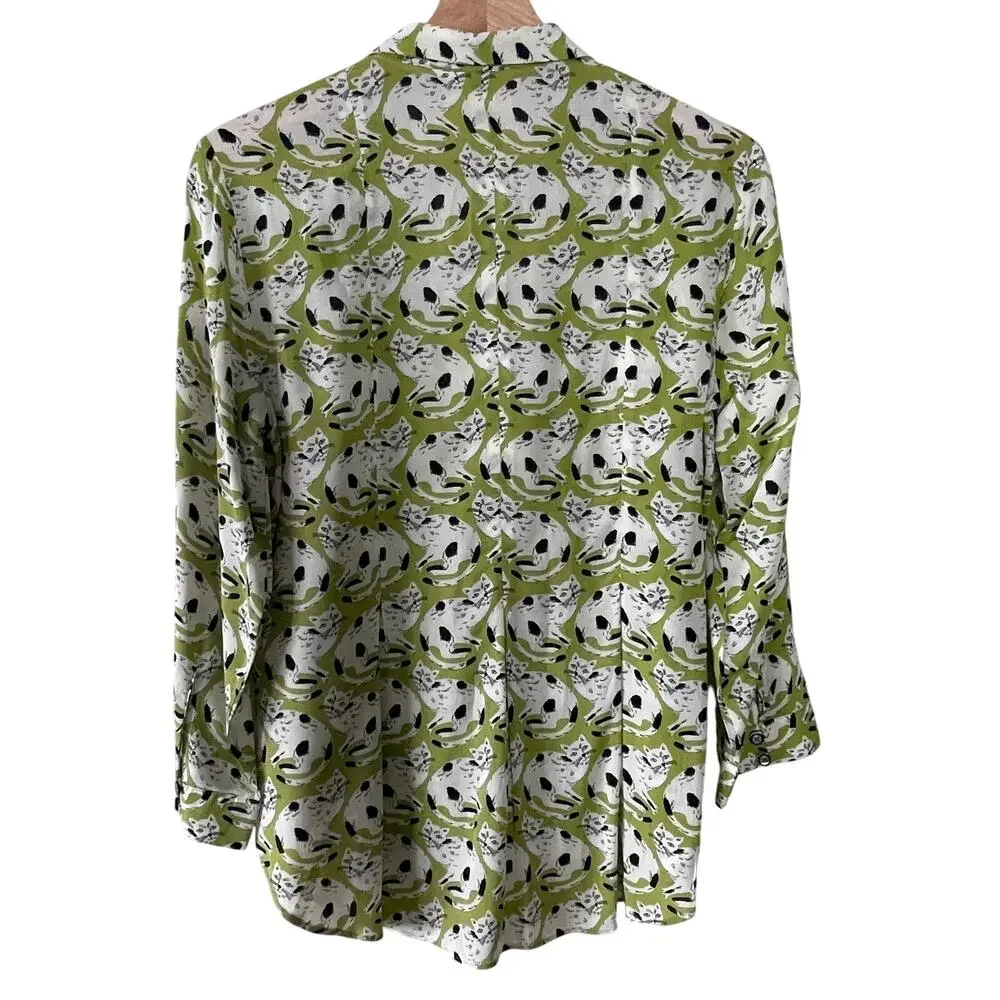 52 Conversations by Anthropologie Colloquial Cat Print Shirt Size 2 - Picture 2 of 9